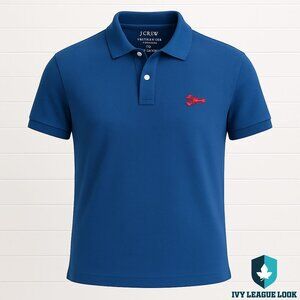 J.Crew Navy Flex Piqué Polo Shirt Lobster Logo Untucked Ivy League Large